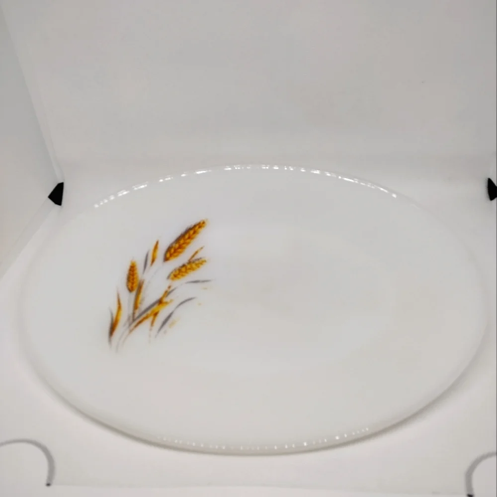 Vintage Fire King Wheat‎ Milk Glass Platter 11.78